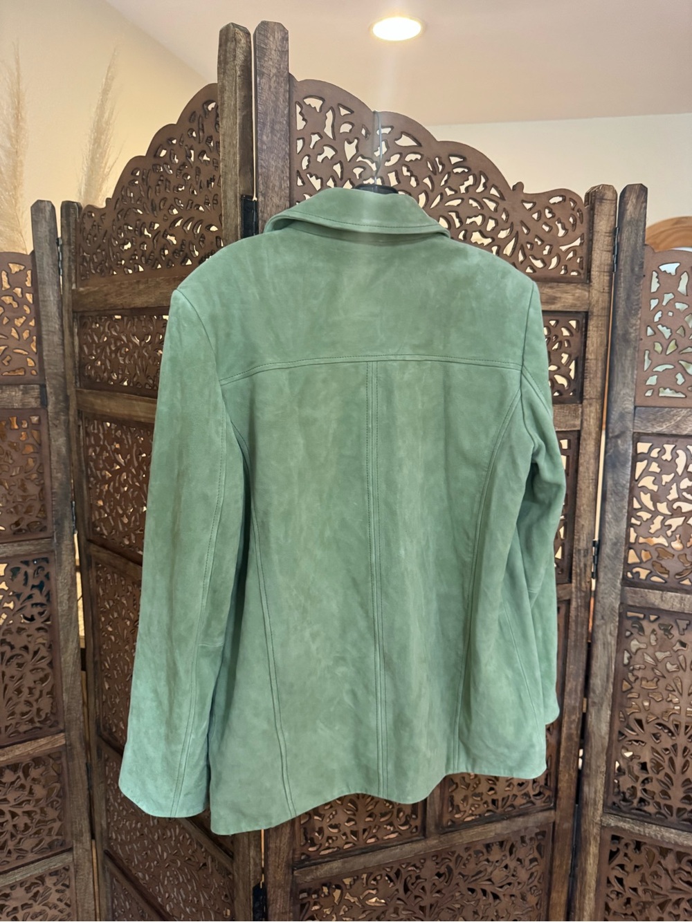 Reformation Veda Lincoln Suede Shirt Jacket Pear NEW NWT - Picture 5 of 5